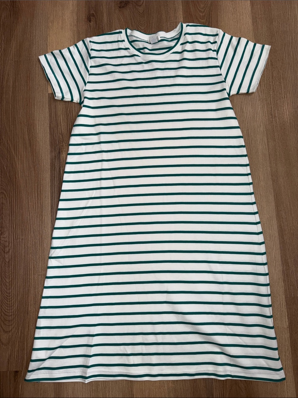 NEW LAKE Nightgown Shirt Dress Pajamas Green White Striped Size XS Pima Cotton